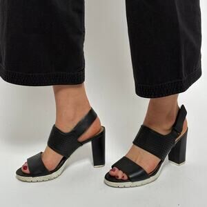 Clark’s Black and White Leather Block Heels - 7.5